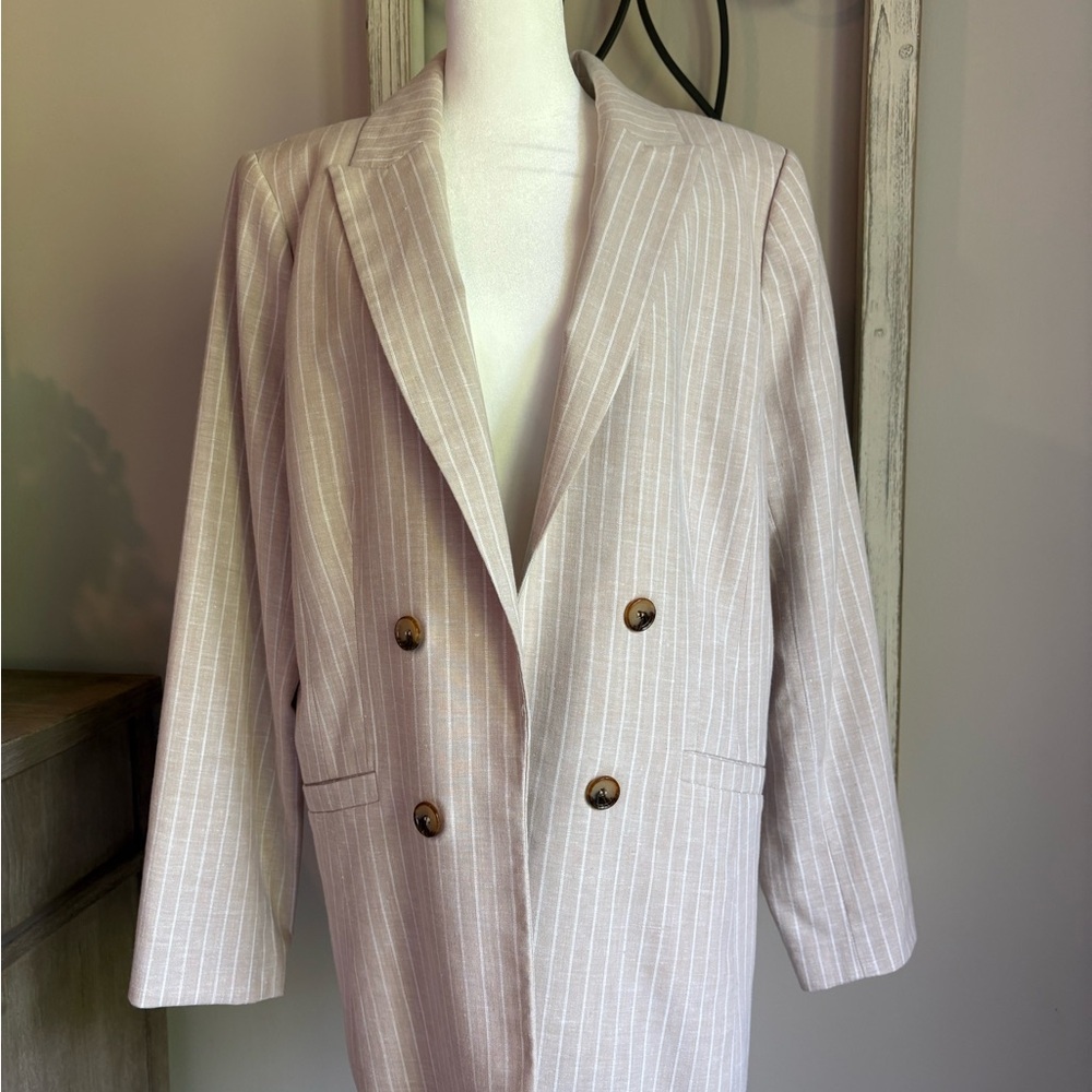 Talbots Cream Blazer Linen Suit Jacket